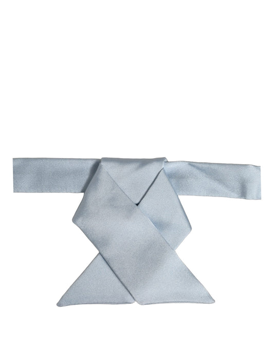 Dolce & Gabbana Men Light Blue SIlk Adjustable Neck Papillon Bow Tie
