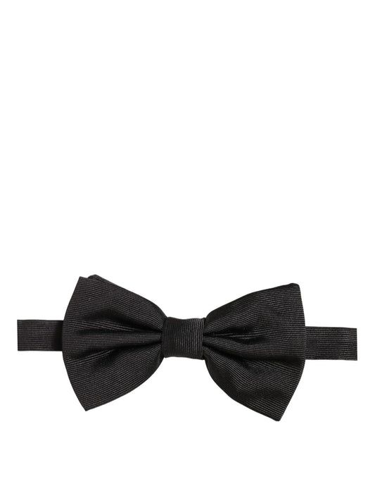 Dolce & Gabbana Men Black 100% Silk Adjustable Neck Papillon Bow Tie