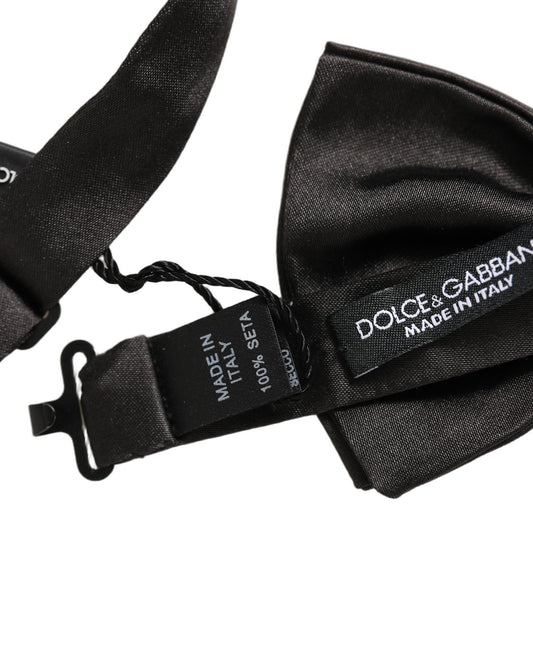 Dolce & Gabbana Men Black 100% Silk Adjustable Neck Papillon Bow Tie