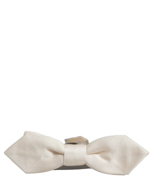 Dolce & Gabbana Men White 100% Silk Adjustable Neck Papillon Bow Tie