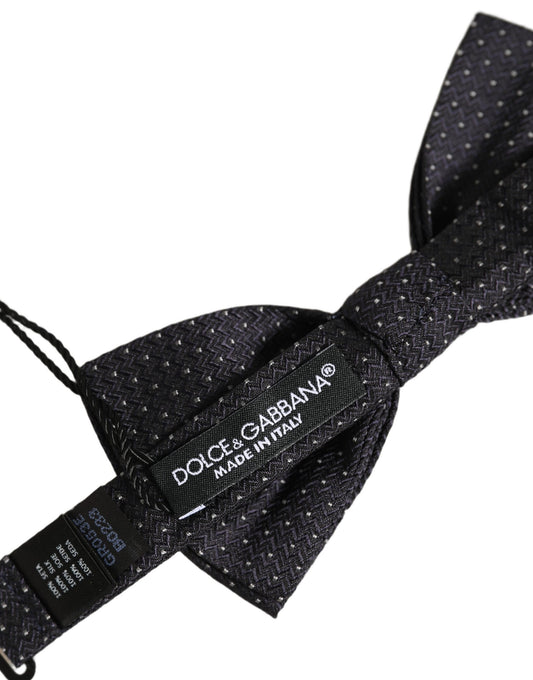 Dolce & Gabbana Black White Polka Dot Adjustable Neck Papillon Bow Tie