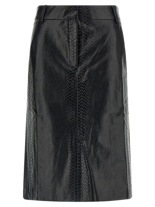 The Andamane Black Polyethylene Midi Skirt