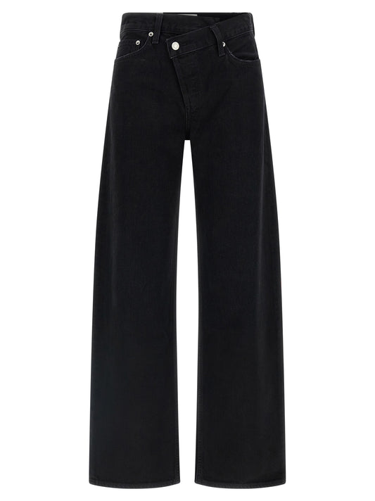 Agolde Black Cotton Relaxed Fit Jeans