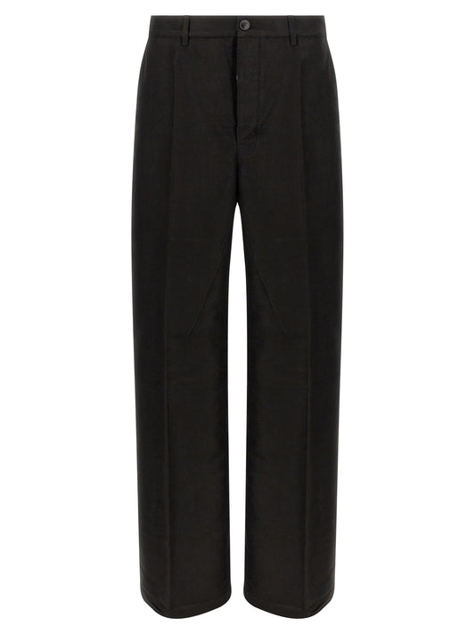 Rick Owens Black Ramie Casual Pants