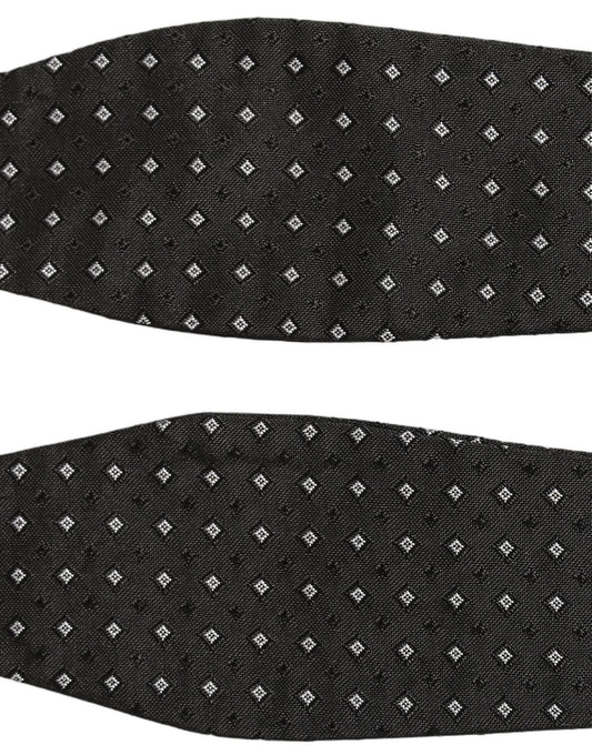 Dolce & Gabbana Black White Polka Dot Adjustable Neck Papillon Bow Tie