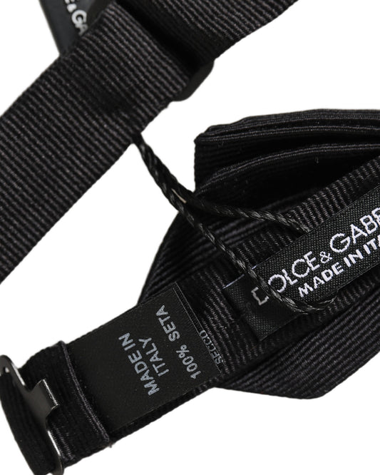 Dolce & Gabbana Men Black 100% Silk Adjustable Neck Papillon Bow Tie