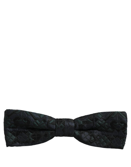 Dolce & Gabbana Men Black Green Paisley Adjustable Neck Papillon Bow Tie