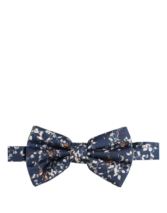 Dolce & Gabbana Men Navy Blue Floral Adjustable Neck Papillon Bow Tie
