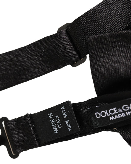 Dolce & Gabbana Men Black 100% Silk Adjustable Neck Papillon Bow Tie