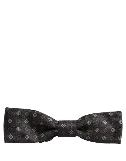 Dolce & Gabbana Men Dark Gray Geometric Adjustable Bow Tie
