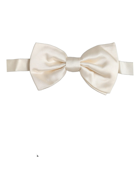 Dolce & Gabbana Men White 100% Silk Adjustable Neck Papillon Bow Tie