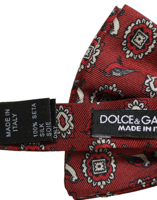 Dolce & Gabbana Men Bordeaux Floral Adjustable Neck Papillon Bow Tie
