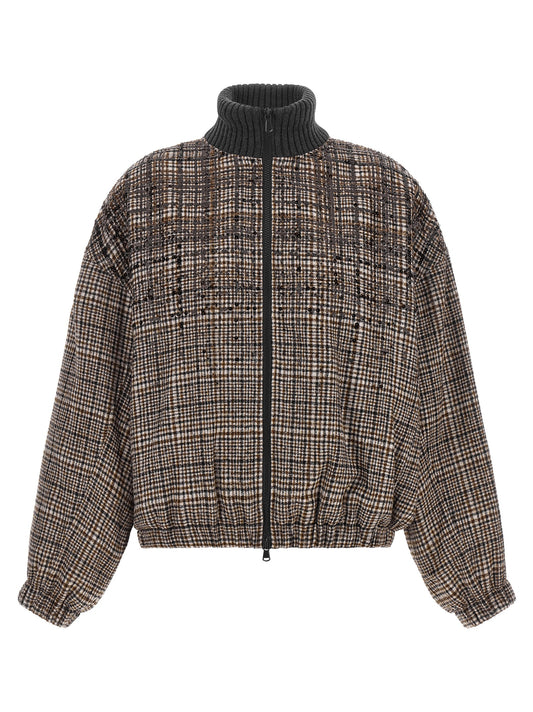 Brunello Cucinelli Brown Alpaca Leather Bomber