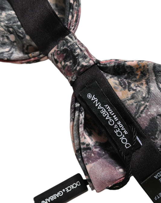 Dolce & Gabbana Multicolor Marble Silk Adjustable Neck Papillon Bow Tie