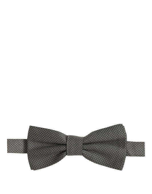 Dolce & Gabbana Men Gray Silk Patterned Adjustable Neck Papillon Bow Tie