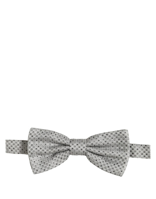 Dolce & Gabbana Men Black Gray Polka Dot Adjustable Neck Papillon Bow Tie