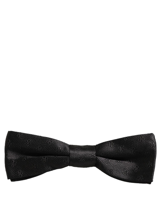 Dolce & Gabbana Men Black Floral Silk Adjustable Neck Papillon Bow Tie