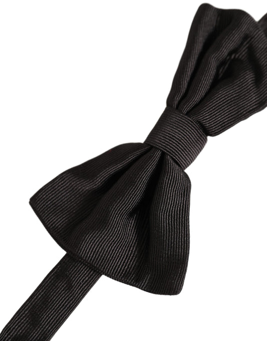 Dolce & Gabbana Men Black 100% Silk Adjustable Neck Papillon Bow Tie