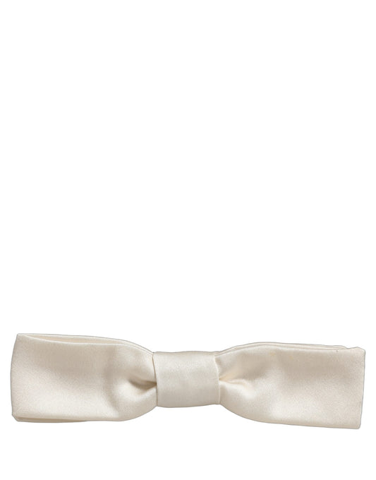 Dolce & Gabbana Men White 100% Silk Adjustable Neck Papillon Bow Tie