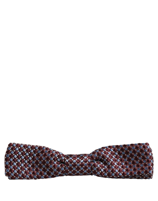 Dolce & Gabbana Blue Burgundy Woven Adjustable Neck Papillon Bow Tie