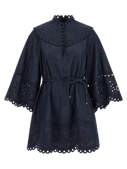 Zimmermann Blue Cotton Short Dress