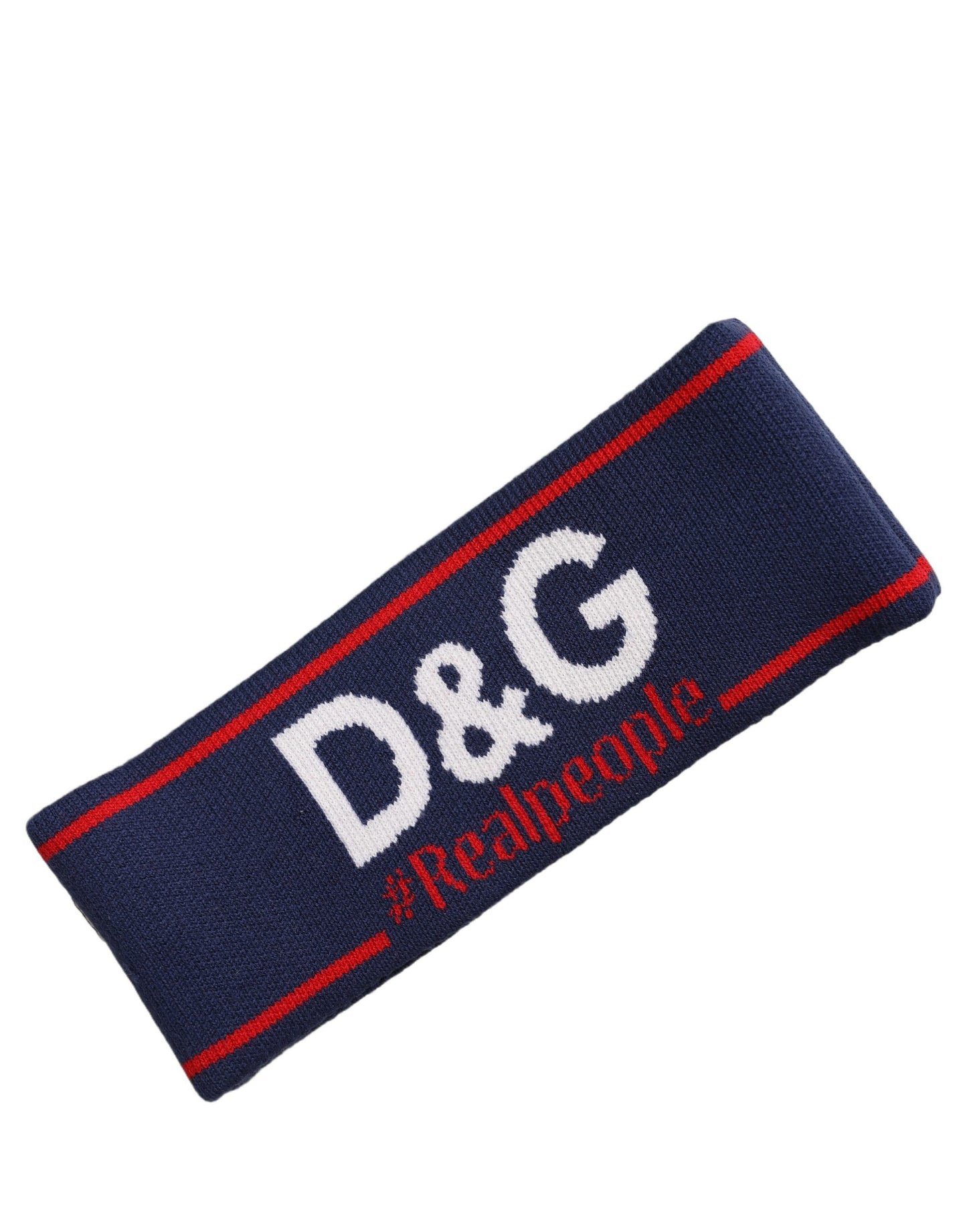 Dolce & Gabbana Navy Blue Wool Knitted D&G Queen Head Band One Size Hat