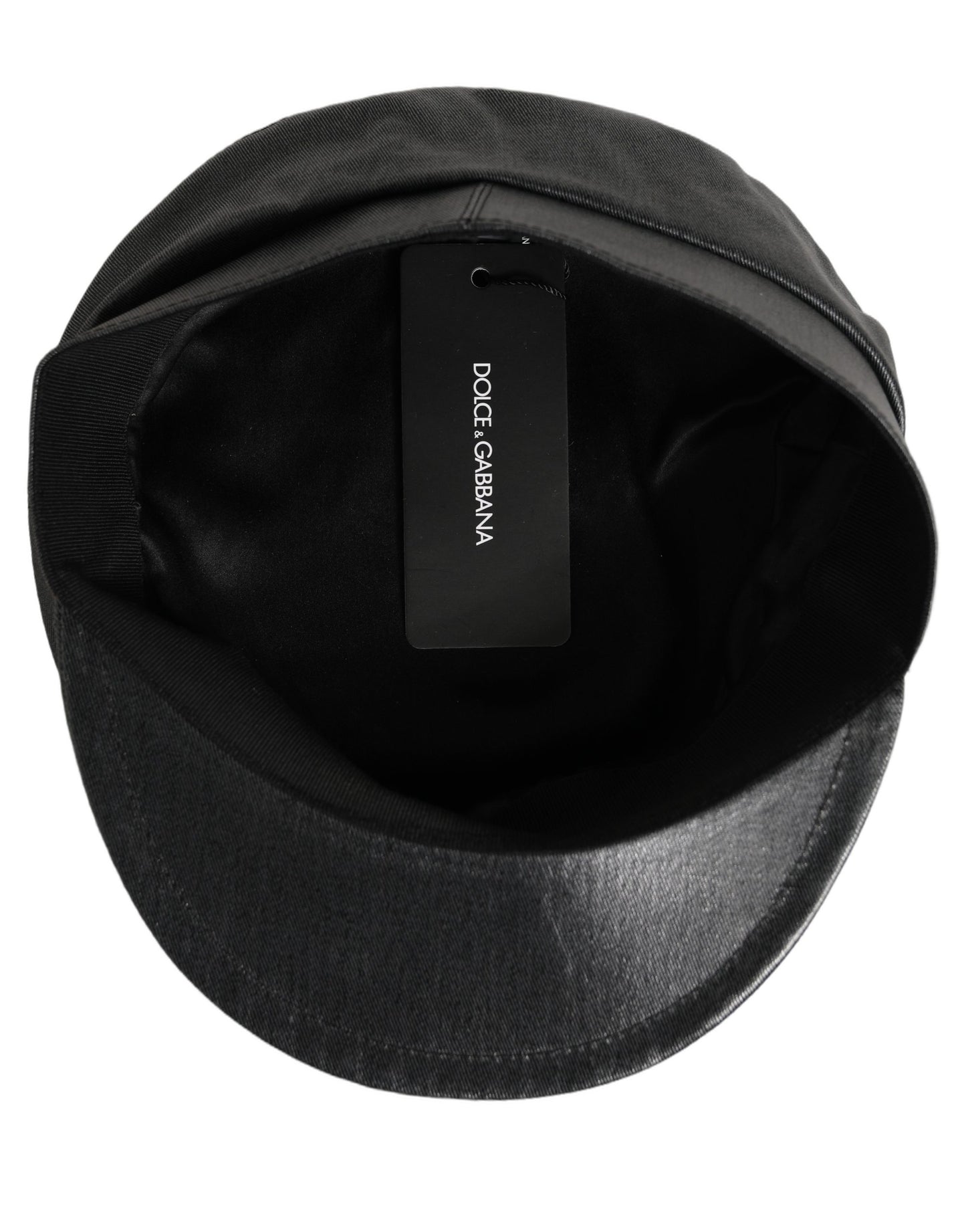 Dolce & Gabbana Black Cotton Gold DG Chain Baker Boy Capello Hat