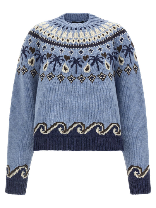 Alanui Blue Virgin Wool Cardigan