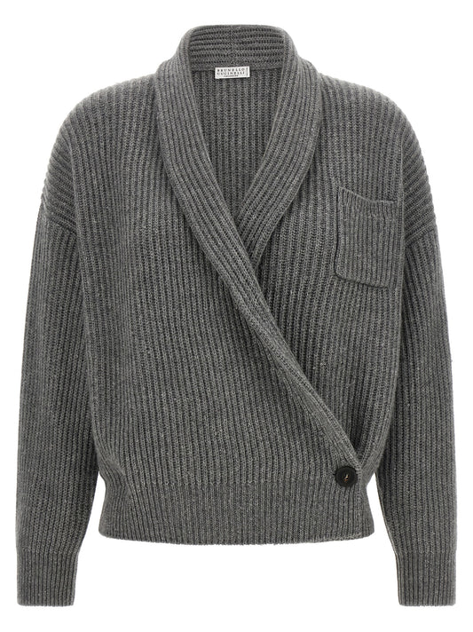 Brunello Cucinelli Gray Cashmere Cardigan