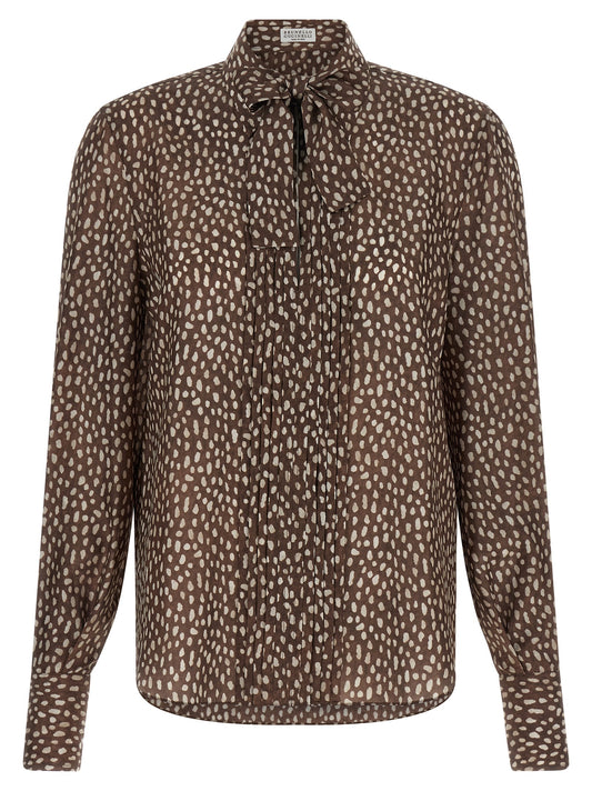 Brunello Cucinelli Brown Silk Blouse