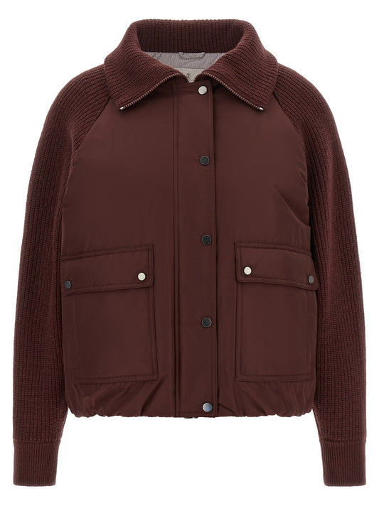 Brunello Cucinelli Bordeaux Cotton Bomber