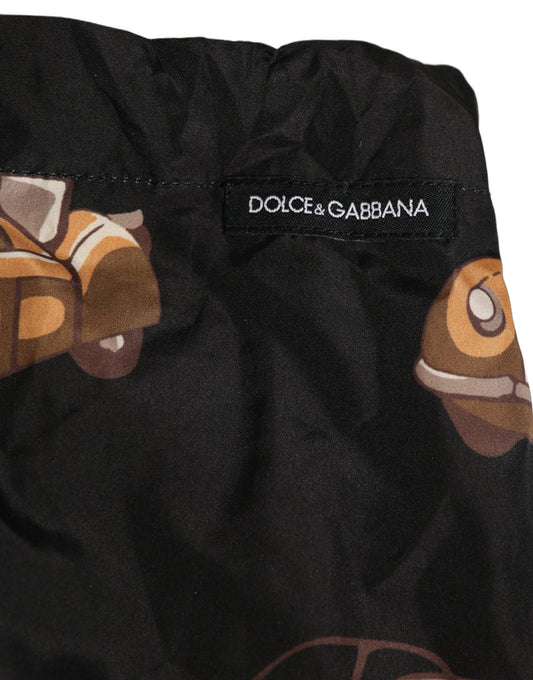 Dolce & Gabbana Black Car Print Swim Trunk Beachwear Swimwear