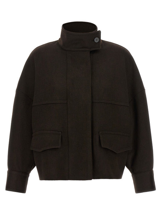 Alberto Biani Brown Wool Bomber