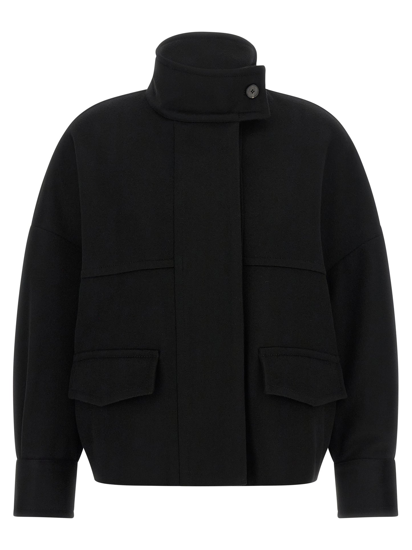 Alberto Biani Black Wool Bomber
