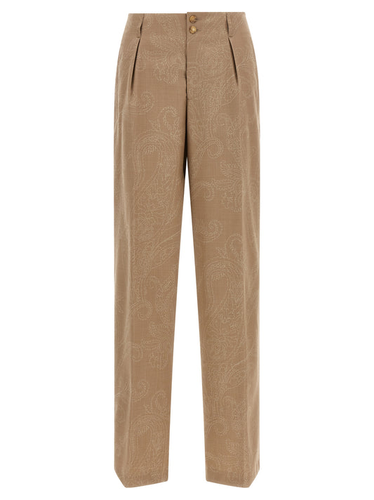 Etro Beige Wool Dress Pants