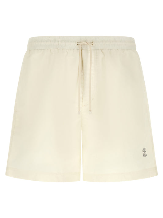 Brunello Cucinelli White Polyester Swim Shorts