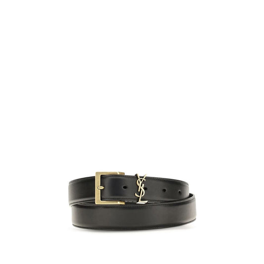 Saint Laurent Black Calf Leather Bos Taurus Regular Belt