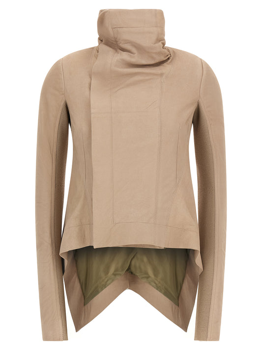 Rick Owens Beige Lamb Leather Leather Jacket