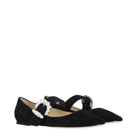 Jimmy Choo Black Leather Ballet Flats