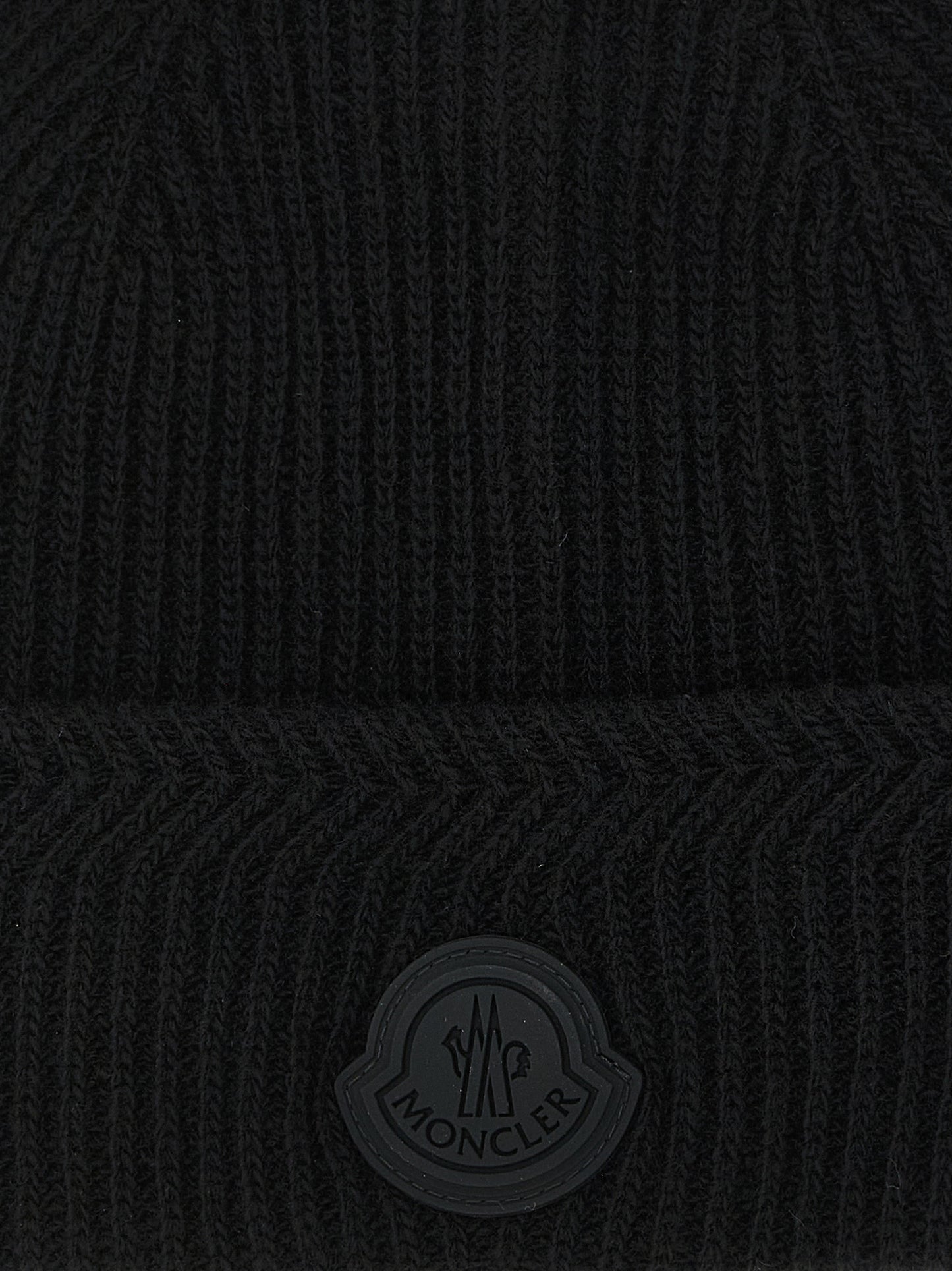 Moncler Black Virgin Wool Beanie