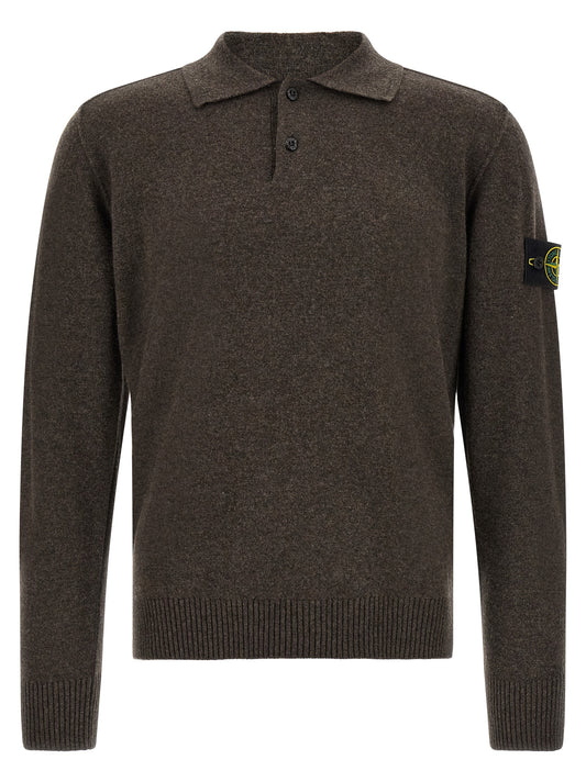 Stone Island Brown Virgin Wool Polo Shirt