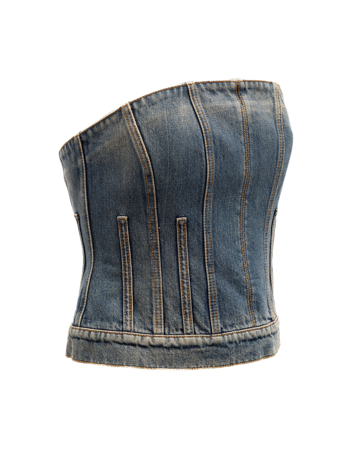 Alexander McQueen Blue Cotton Denim Top