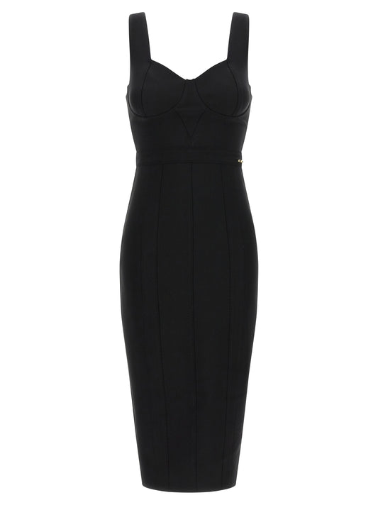 Elisabetta Franchi Black Polyamide Midi Dress