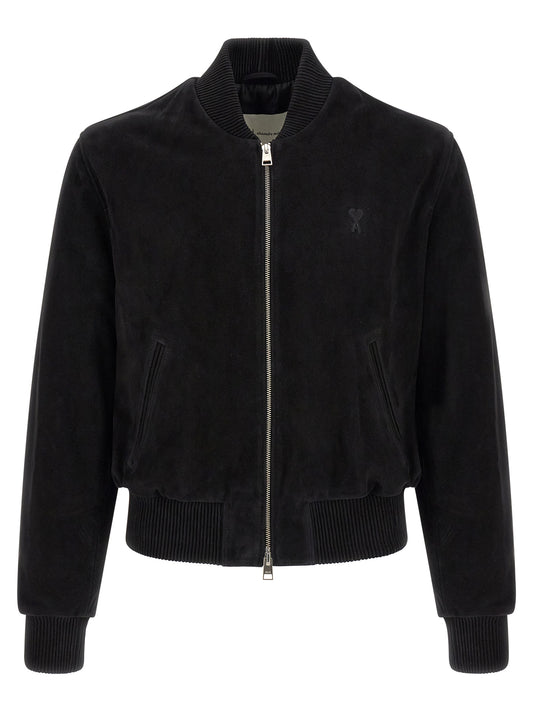 Ami Paris Black Goatskin Bomber