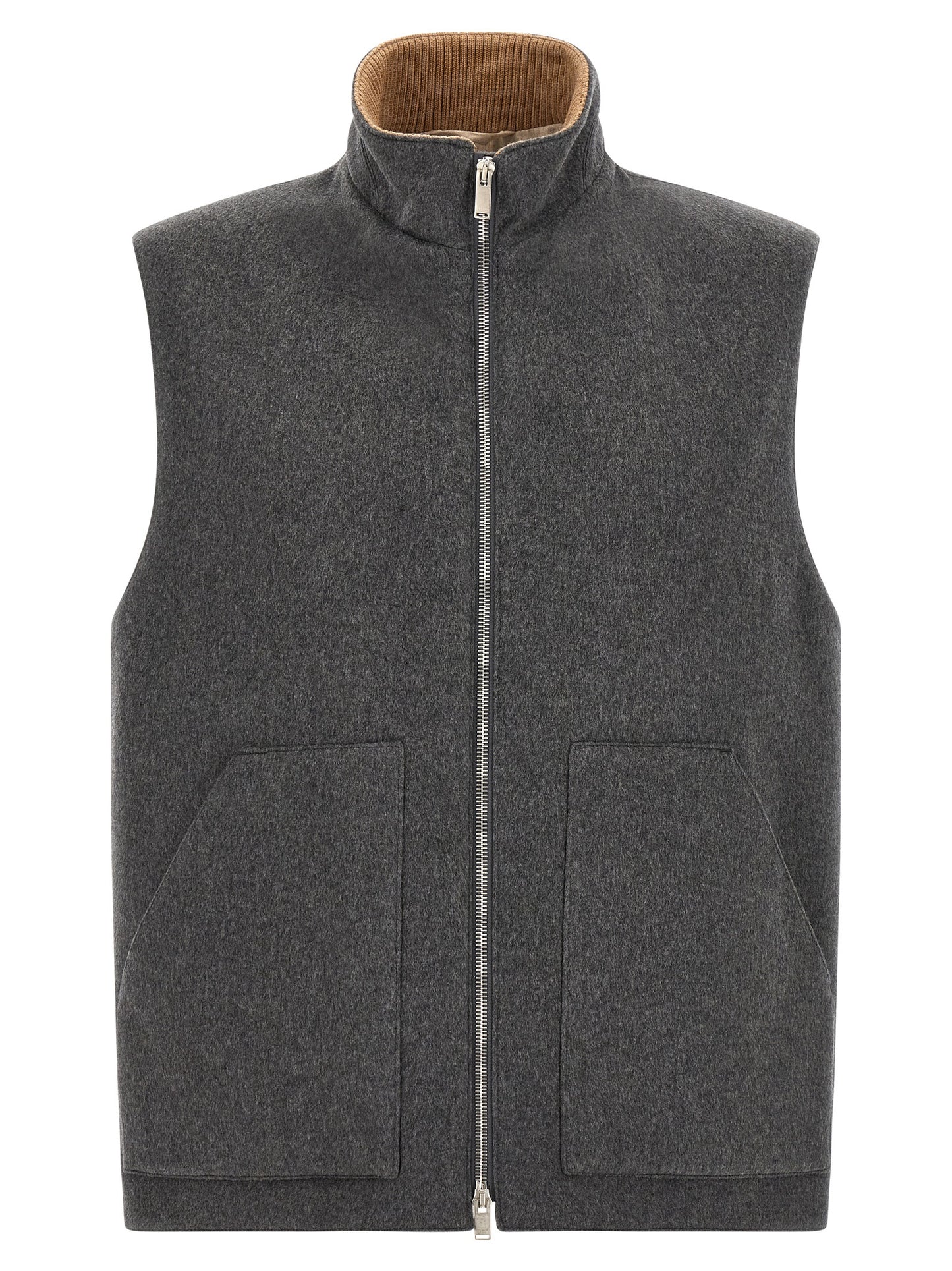 Lardini Gray Virgin Wool Sleeveless Jacket