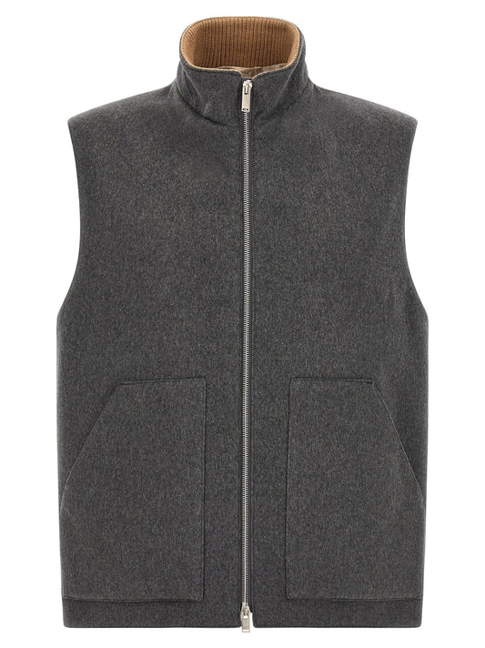 Lardini Gray Virgin Wool Sleeveless Jacket