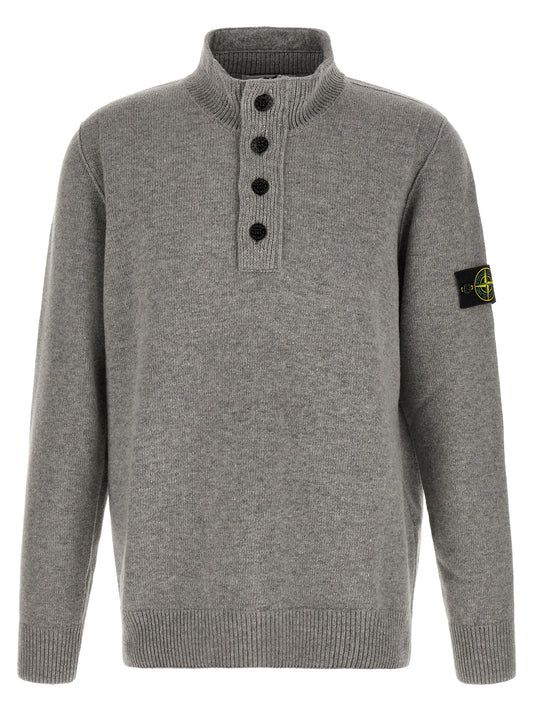 Stone Island Gray Virgin Wool Cardigan