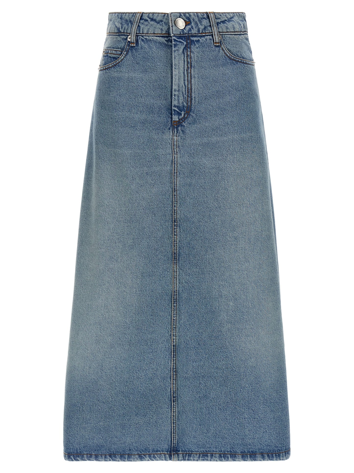 Ami Paris Blue Cotton Midi Skirt