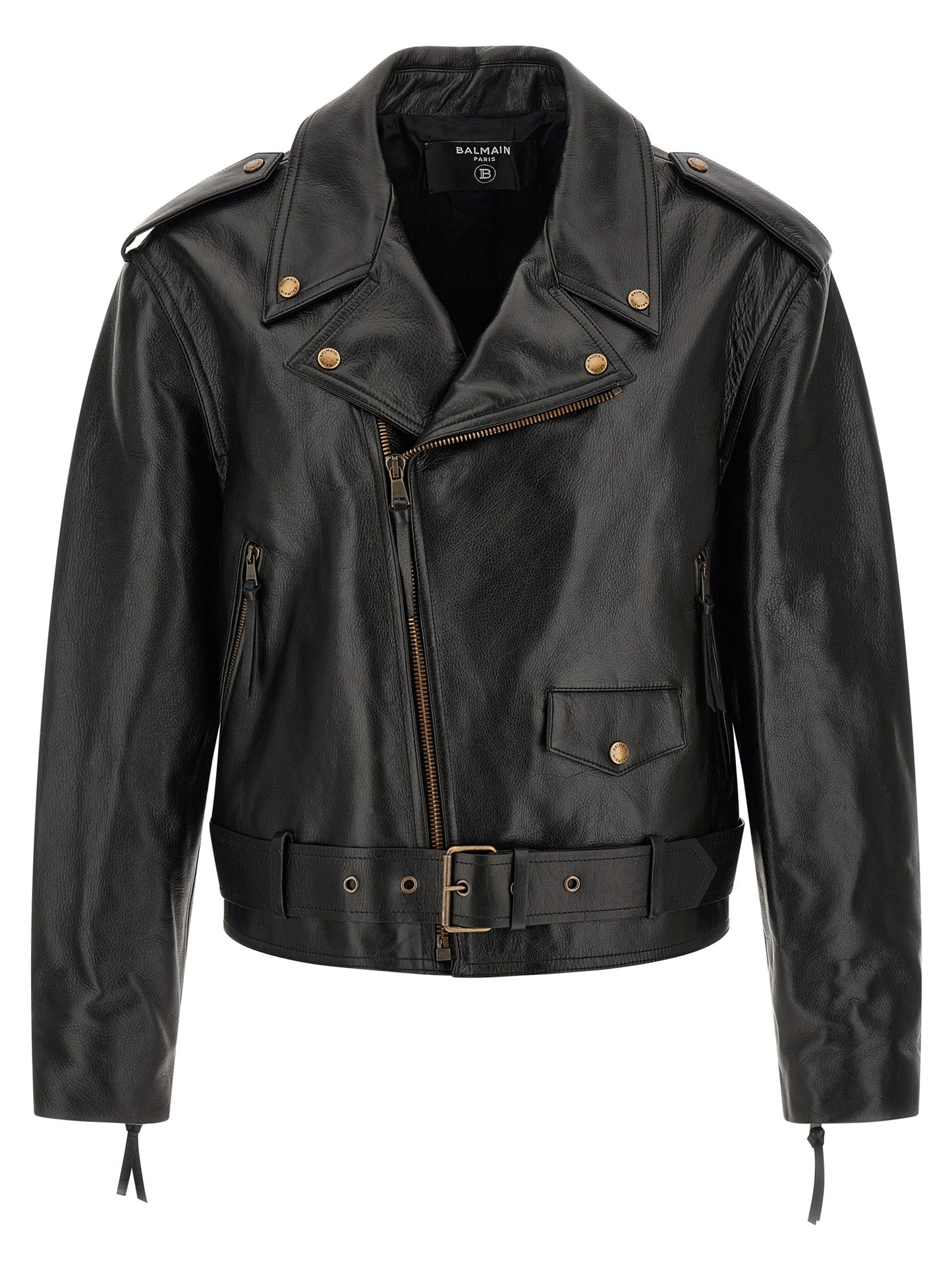 Balmain Black Calfskin Leather Jacket