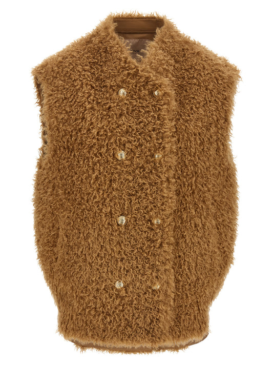 Twinset Brown Polyester Sleeveless Jacket